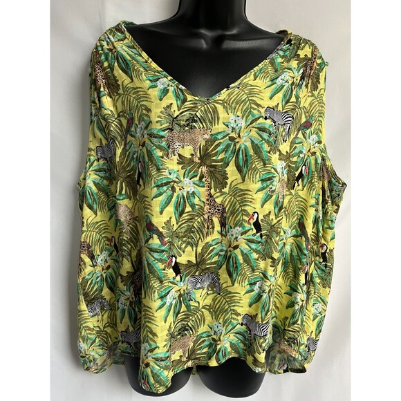 Jane and Delancey Novelty Print Top Birds Animals Sleeveless Shirt sze XL V Neck - Picture 1 of 12